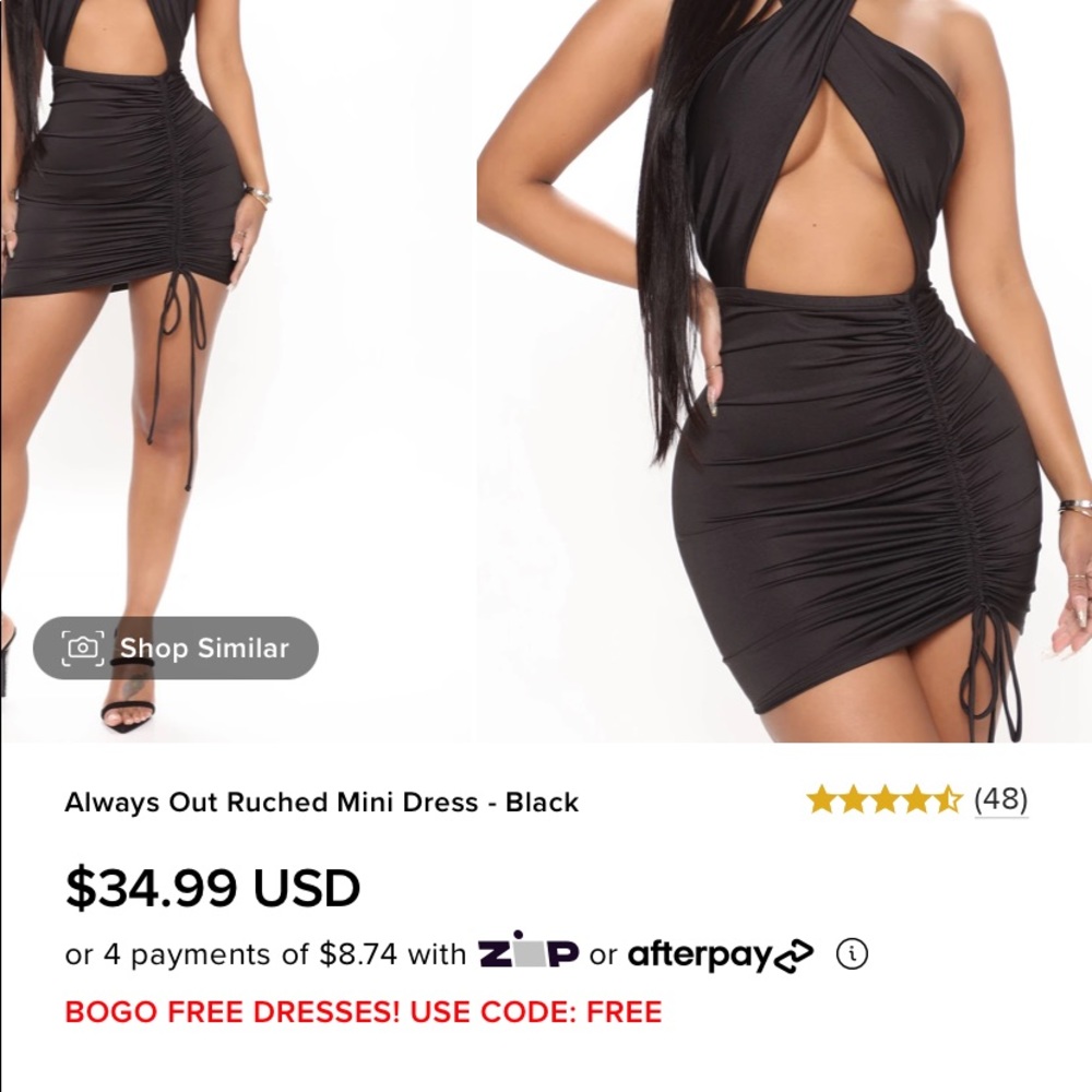 Fashion nova medium sexy black Always out Rushed dress.
